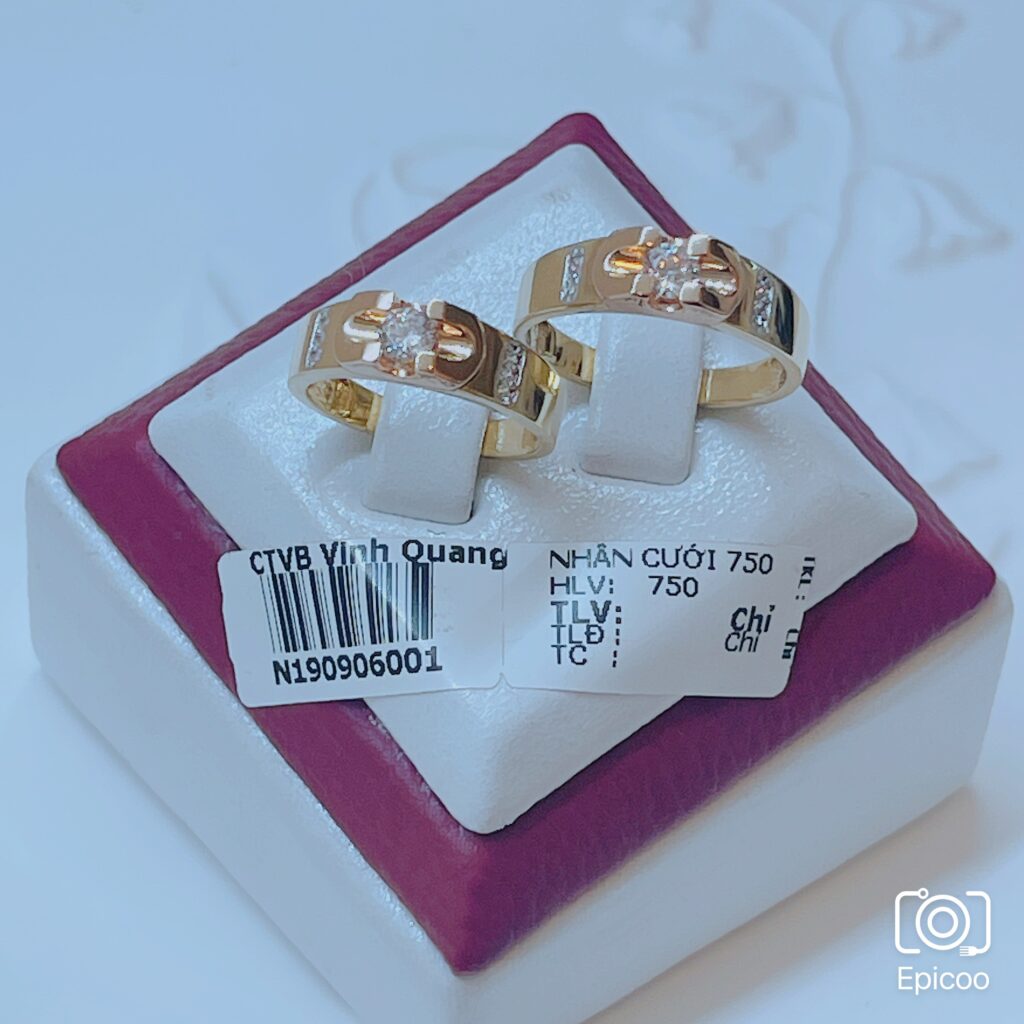 Nhẫn cưới vàng ý 18k 750
